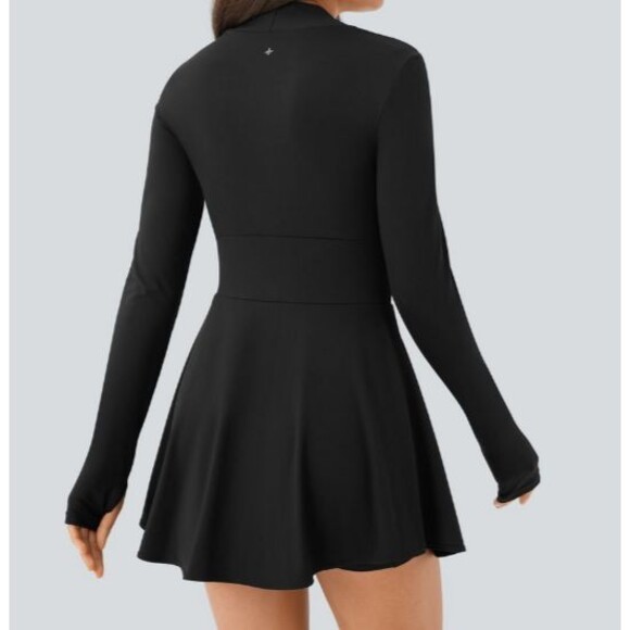 Halara SoftlyZero Airy Long Sleeve Thumb Hole Active Romper Mini Dress Sz Large - Picture 4 of 14